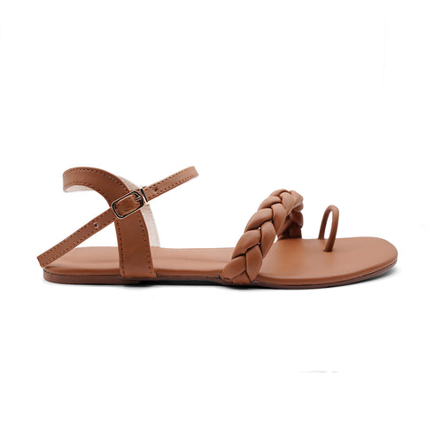 Braided comfy Ankle strap Flat Sandal For Women 2379